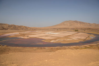 Scenic view of desert against clear sky