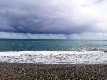 Scenic view of sea against cloudy sky