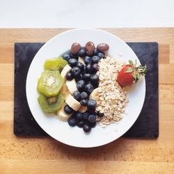 High angle view of fruits in plate