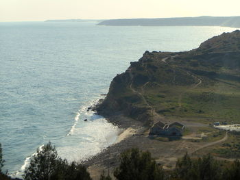 High angle view of beach against sky