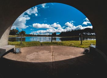 Scenic view of sea seen through window