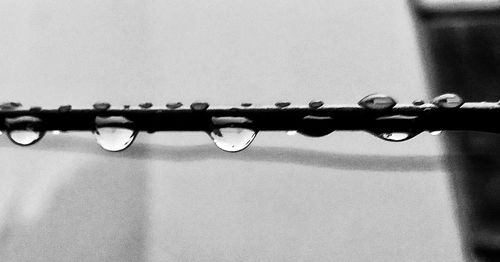 Close-up of water drops on glass