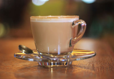 Close-up of coffee on table