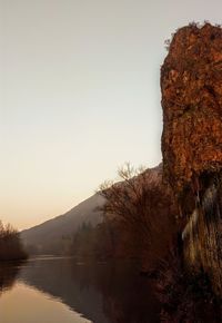 Scenic view of lake against clear sky