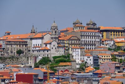 Cityscape against clear sky