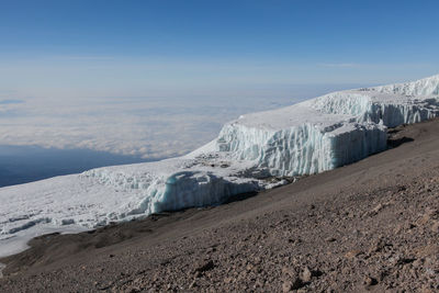 Scenic view of snow covered mountains