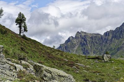 Scenic view of mountains against sky