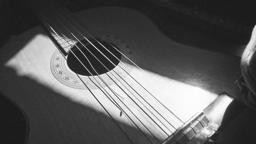 High angle view of guitar