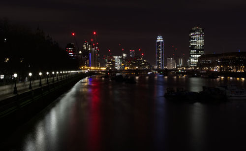 Illuminated city at night