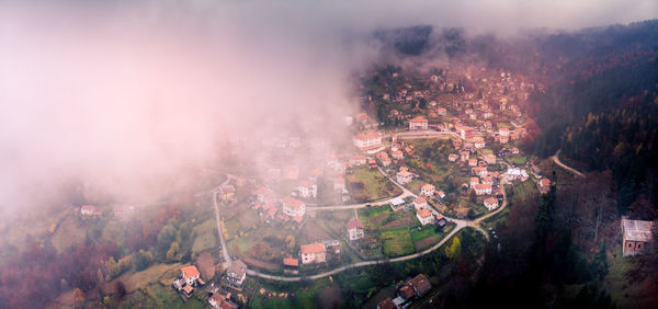 Aerial view of a high mountain village