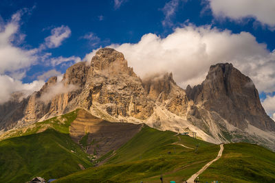 Panoramic view of landscape and mountains against sky