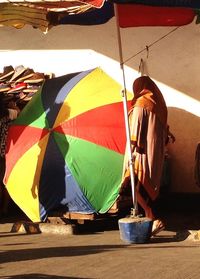 Close up of multi colored wall
