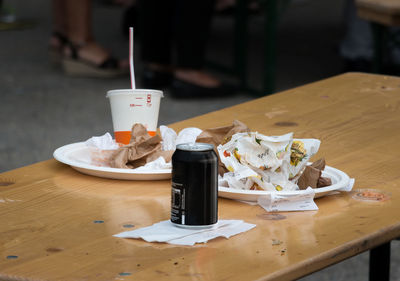 Close-up of drink served on table