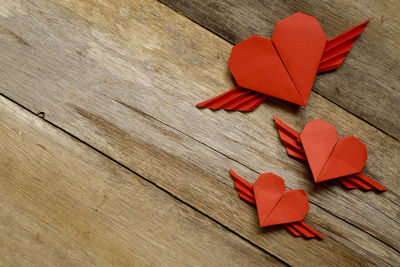 Close-up of heart shape on table