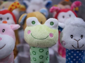 Close-up of toys for sale