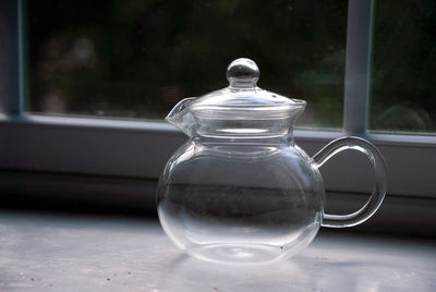 Close-up of water in glass on table