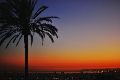 View of cityscape at sunset