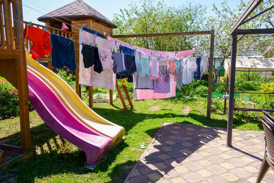 Clothes drying on clothesline