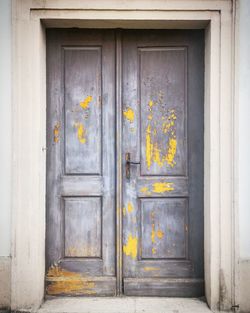 Closed door of old building