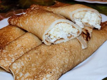 Close-up of bread in plate