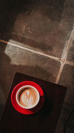 High angle view of coffee on table