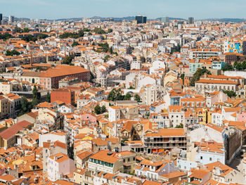 High angle view of townscape against sky