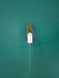 High angle view of ship in sea