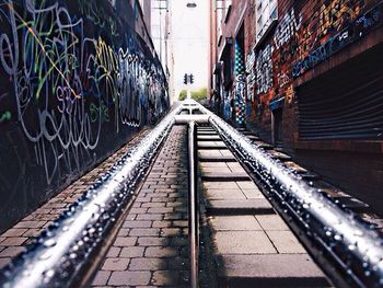 Railroad tracks in city