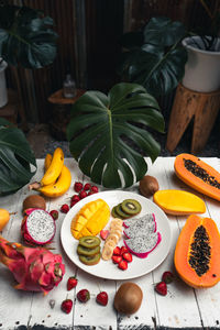 Fruits and vegetables on table