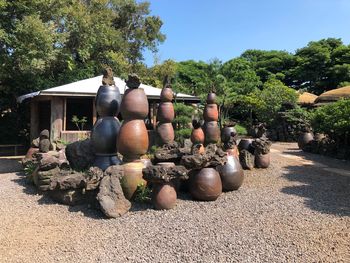 View of sculptures on rock