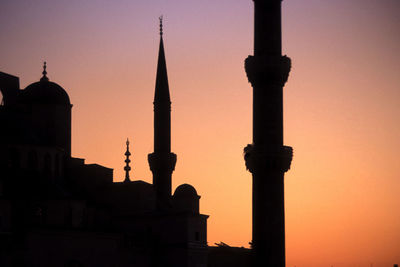 Silhouette of temple against sky during sunset