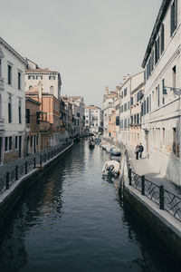 Canal amidst buildings in city against sky