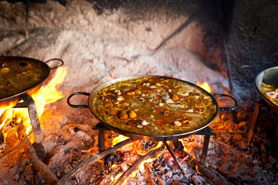 High angle view of food on table