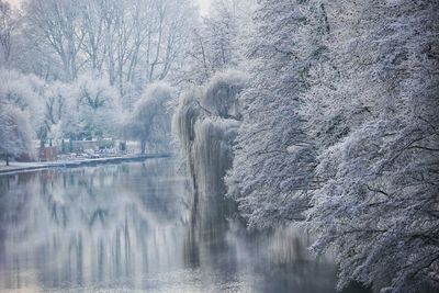 Frozen lake against sky during winter