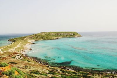 Scenic view of sea against clear sky