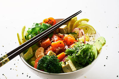High angle view of vegetables in bowl