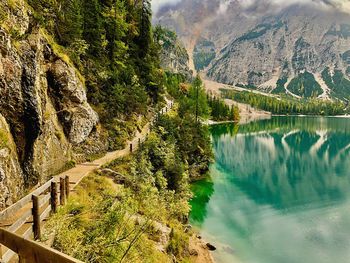 Scenic view of lake and mountains