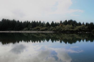 Scenic view of lake against sky