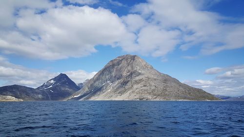 Scenic view of lake against mountain range