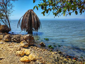 Scenic view of lagoon against sky