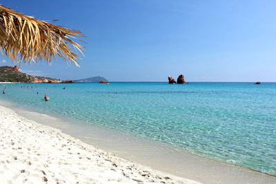 Scenic view of sea against clear sky