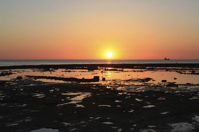 Scenic view of sea at sunset