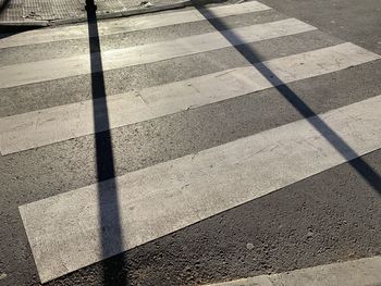 High angle view of zebra crossing on road