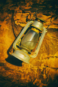 High angle view of illuminated lamp