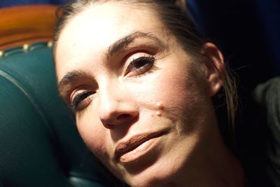 Close-up portrait of mid adult man with eyes closed