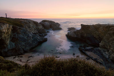 Scenic view of sea against sky during sunset