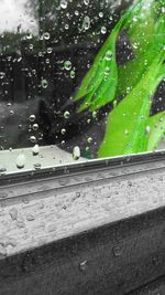 Close-up of water drops on glass