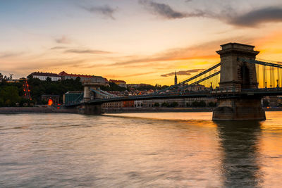 Sunset over historic town centre of budapest, hungary.