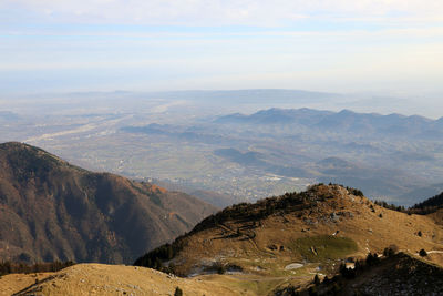 Panoramic view of italian plain from mountain called monte g