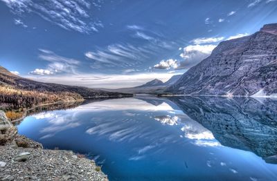 Scenic view of landscape against blue sky